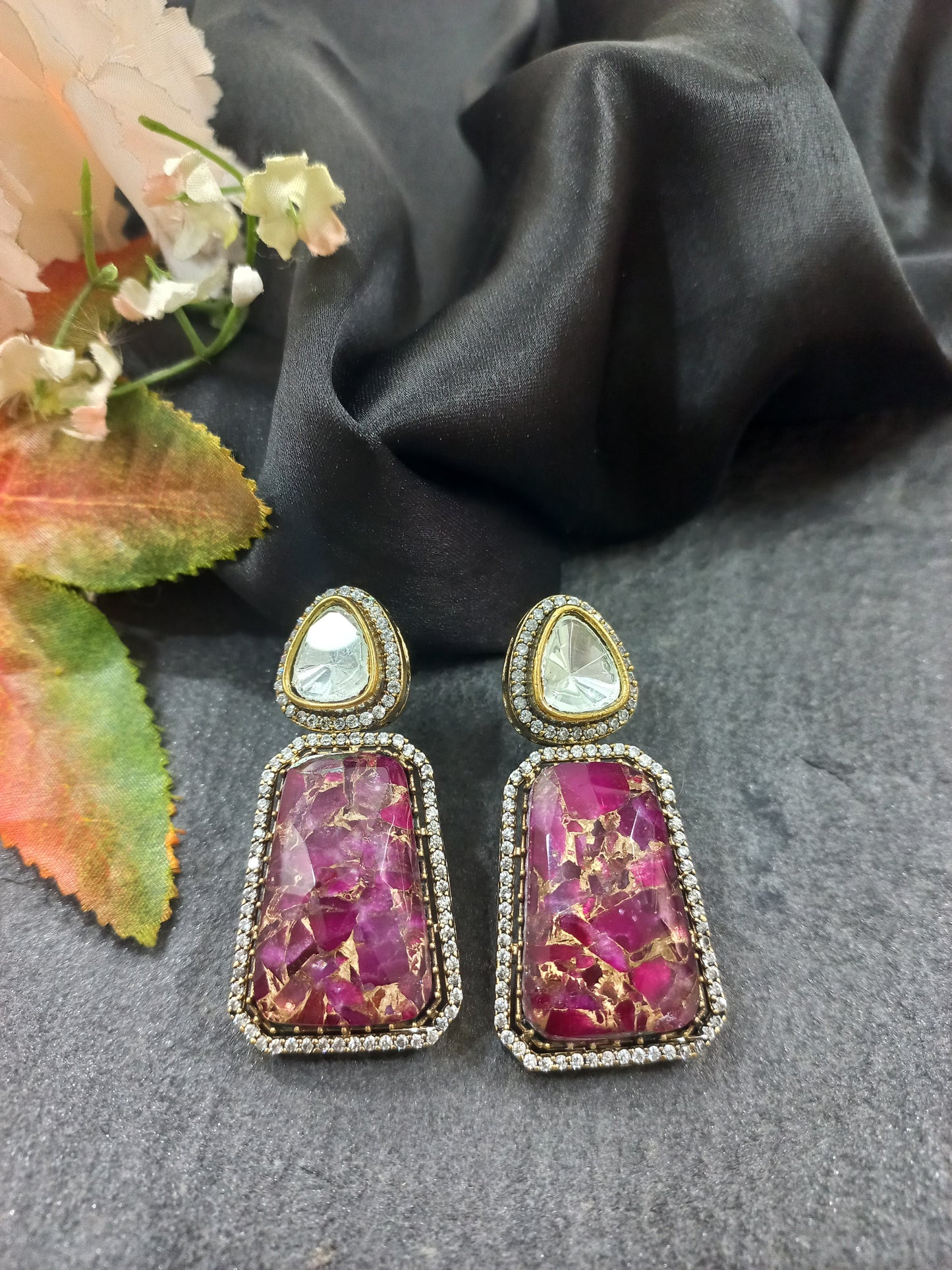 Moissanite with Stones Earrings
