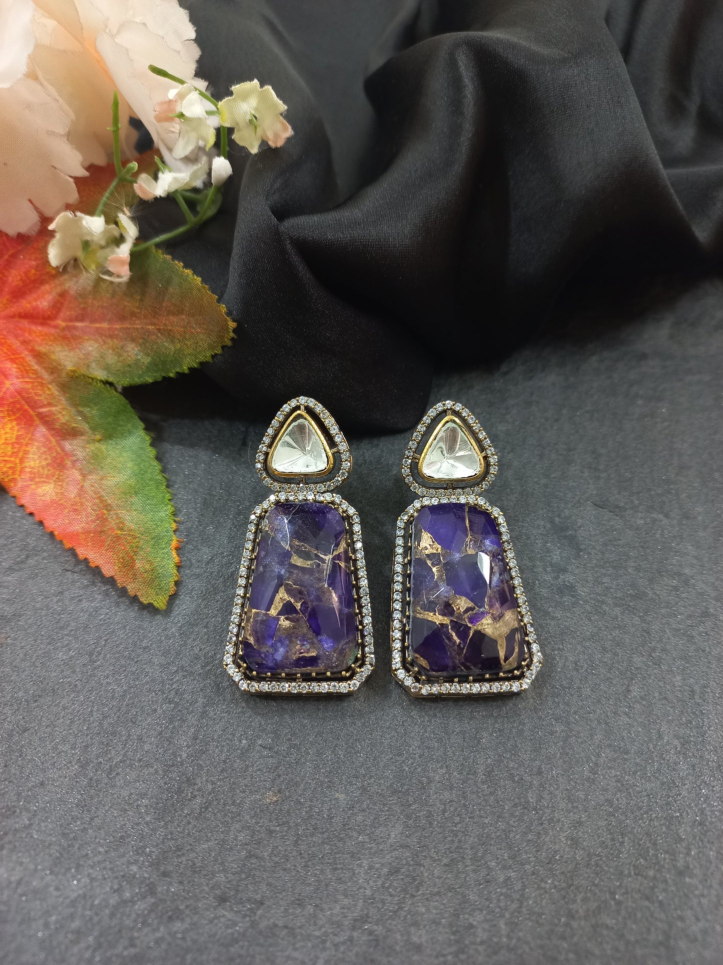 Moissanite with Stones Earrings