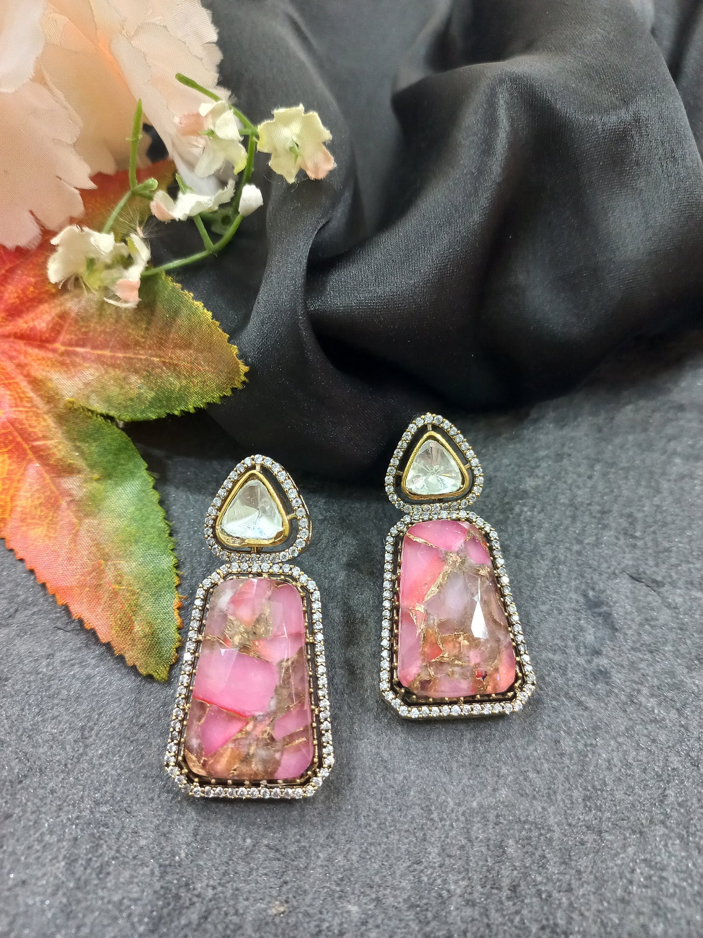 Moissanite with Stones Earrings