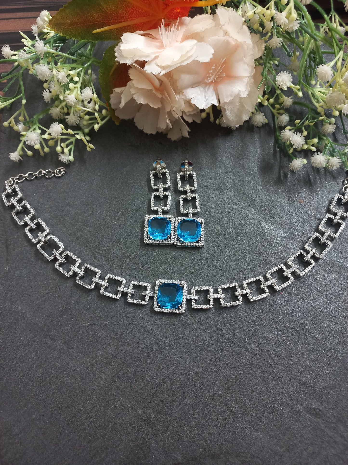 Dublet with American Diamond Necklace