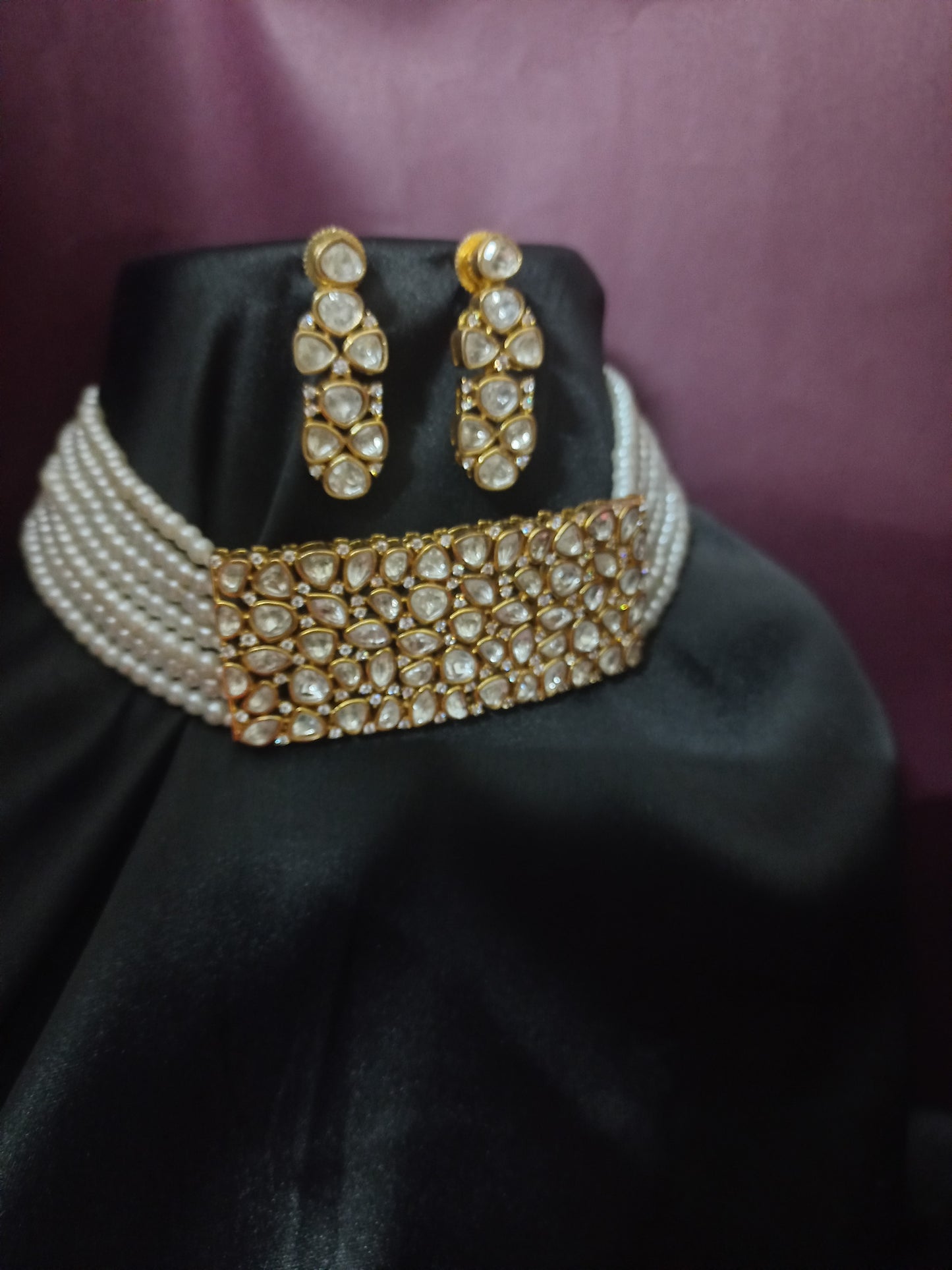 Moissanite with Pearl Choker
