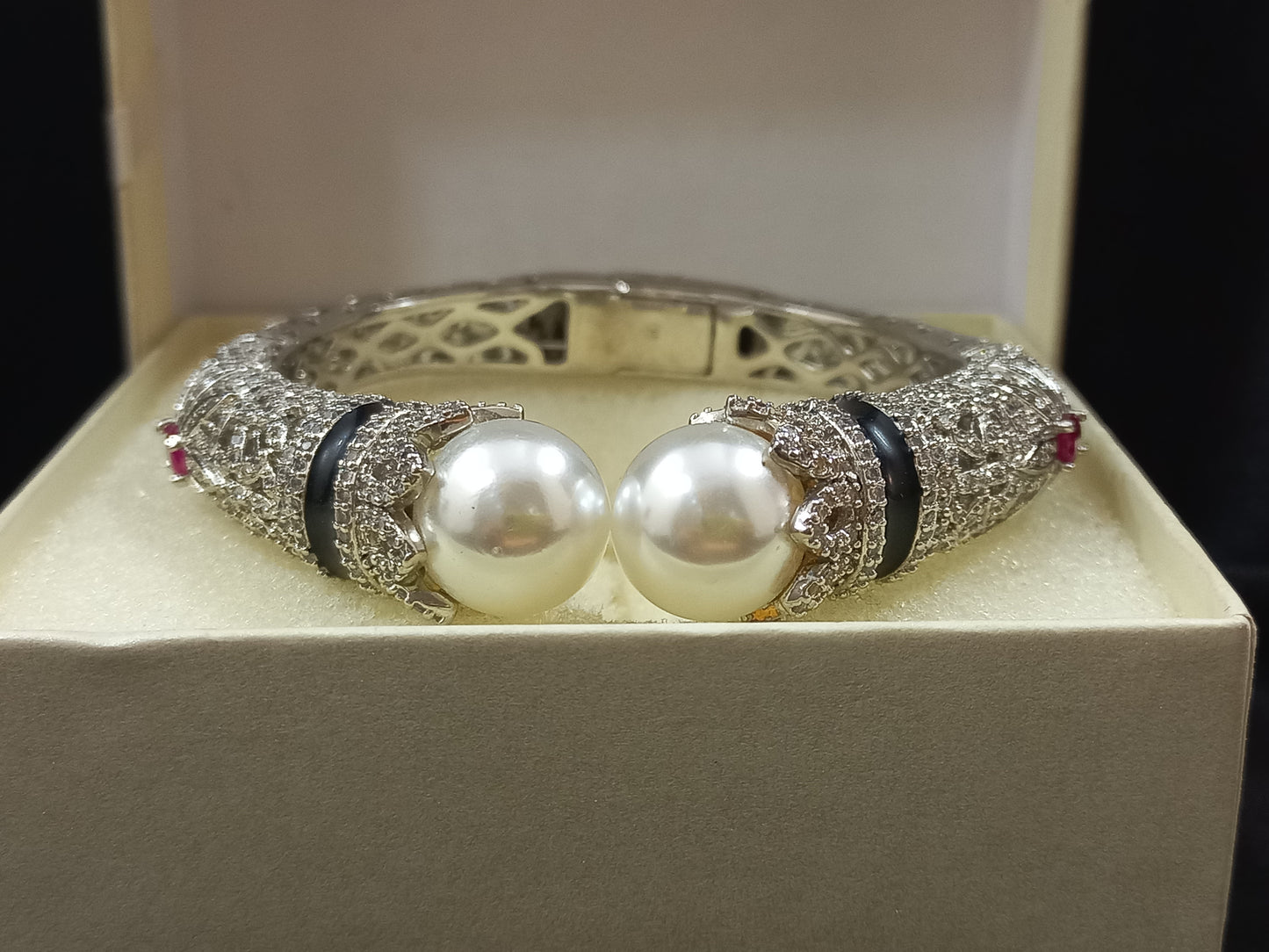 Radhya American Diamond Bracelet with Pearls