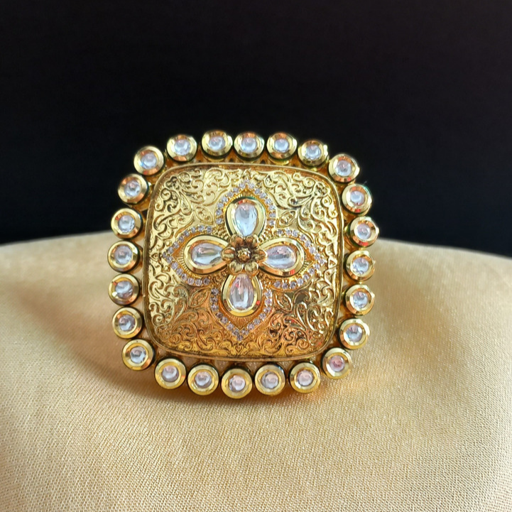 Polki Oxidised Polish Ring