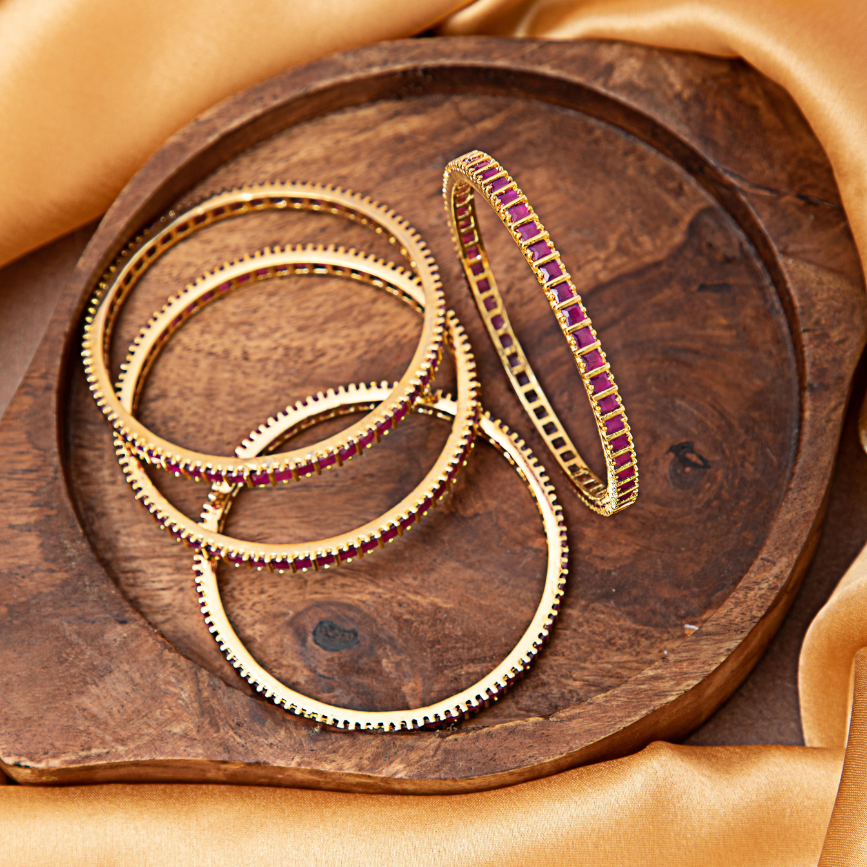 Rasha Ruby Gold Bangles