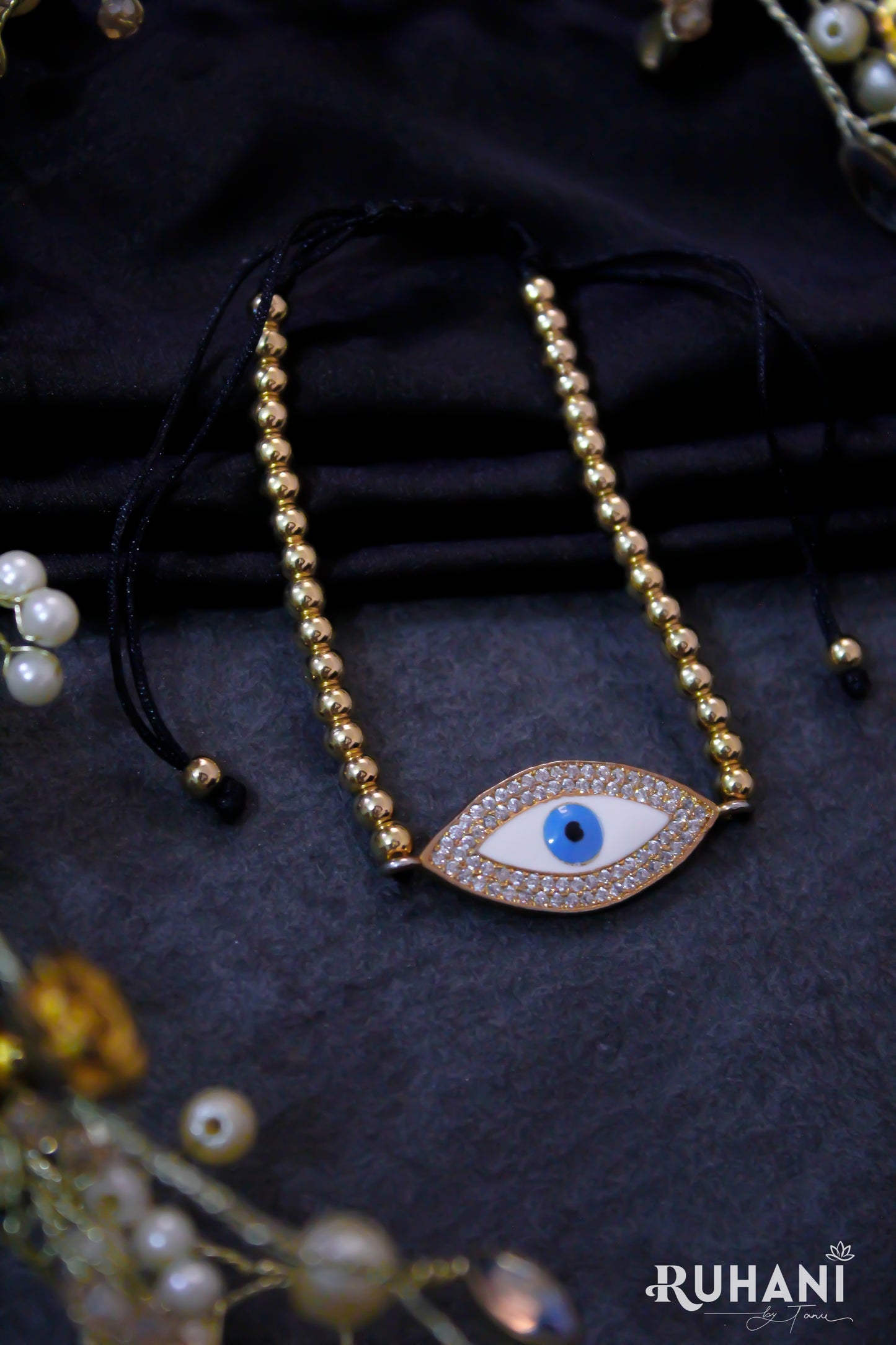 Evil-Eye Golden Beaded Bracelet