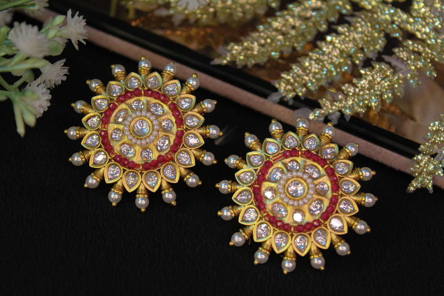 Bhumi Pearl Kundan Stud