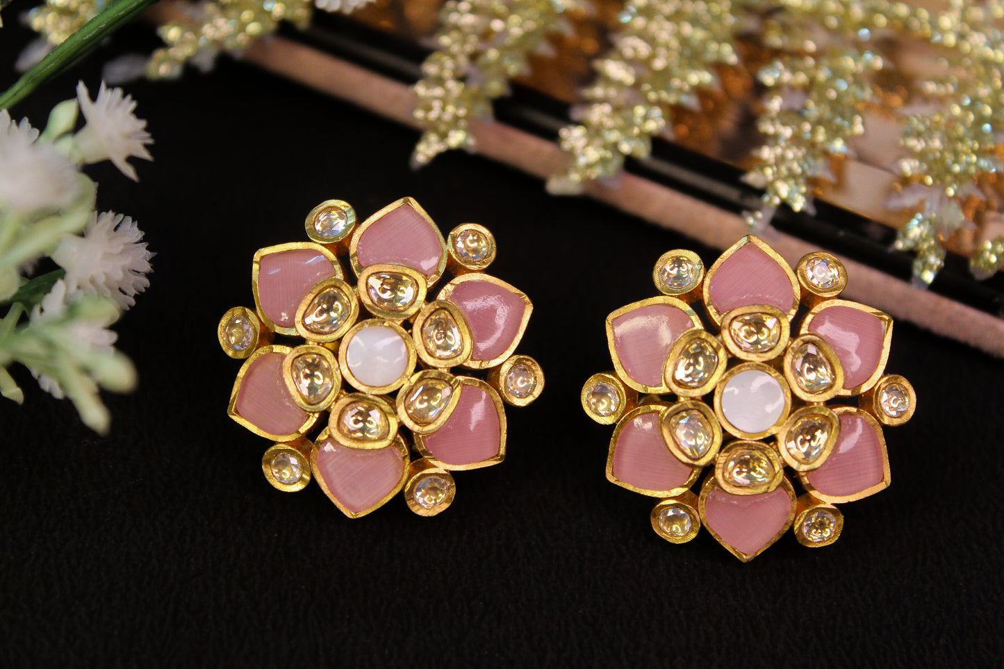 Khushi Peach Kundan Stud