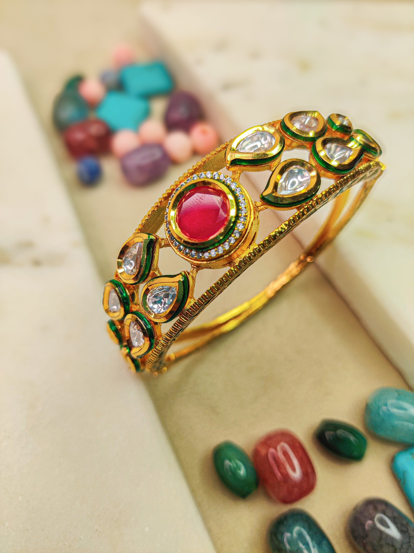 Jiya Kundan Ruby Bracelet