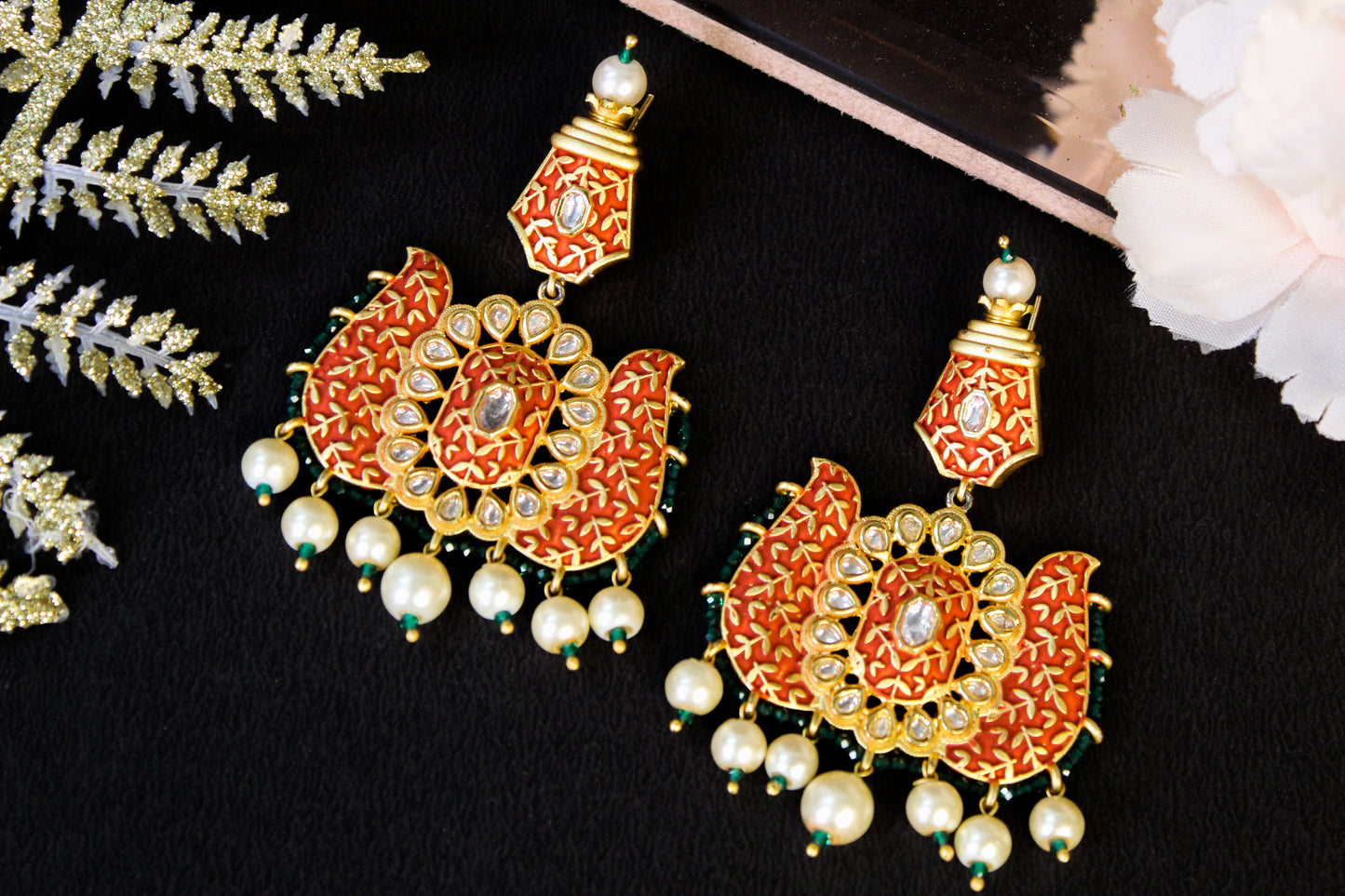 Meera Kundan Long Earrings