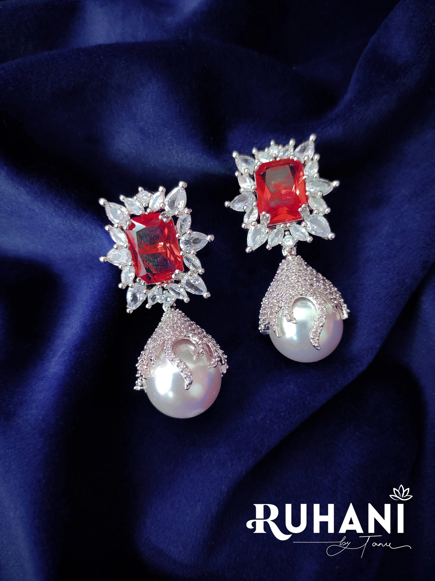 Pearl Coloured Stone Earrings