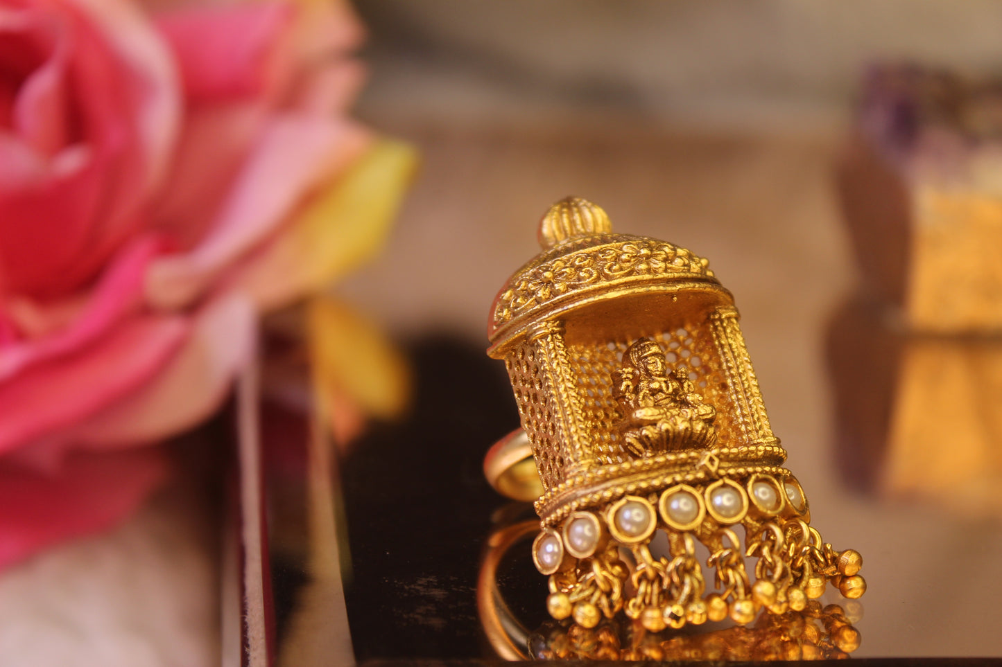 Lakshmi-themed Temple Ring