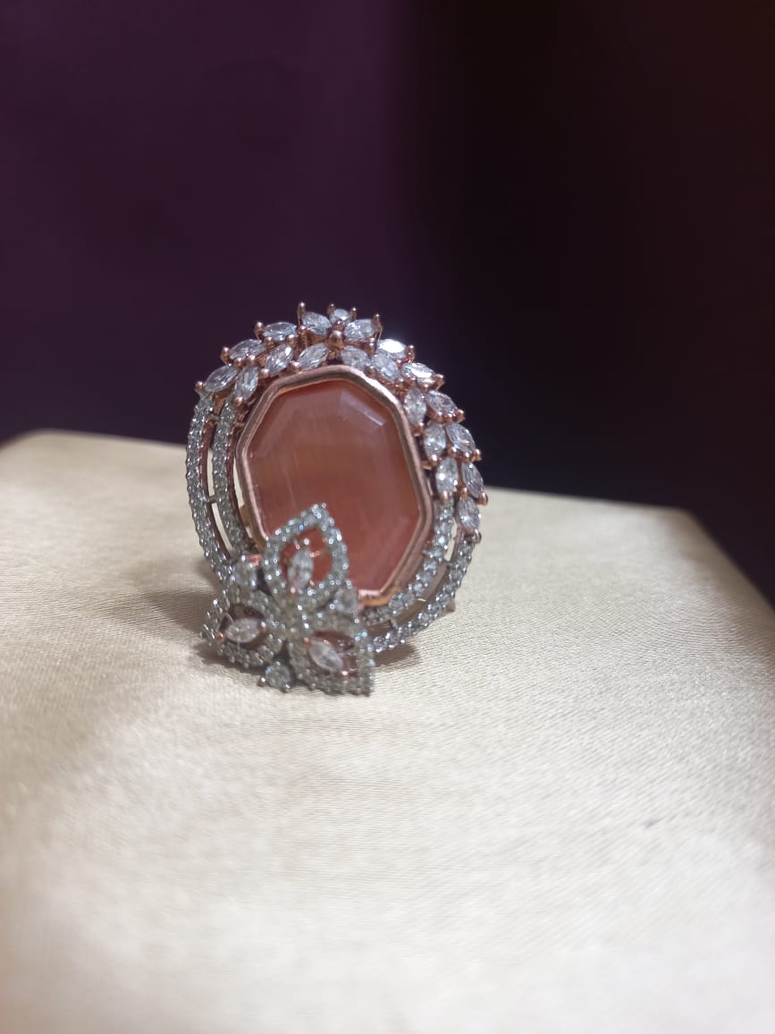 Nitya Rose Gold AD Ring
