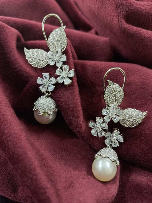 Amyra Floral Design American Diamond Earrings
