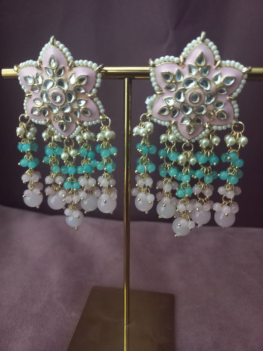 Flower Designed Meenakari Earrings