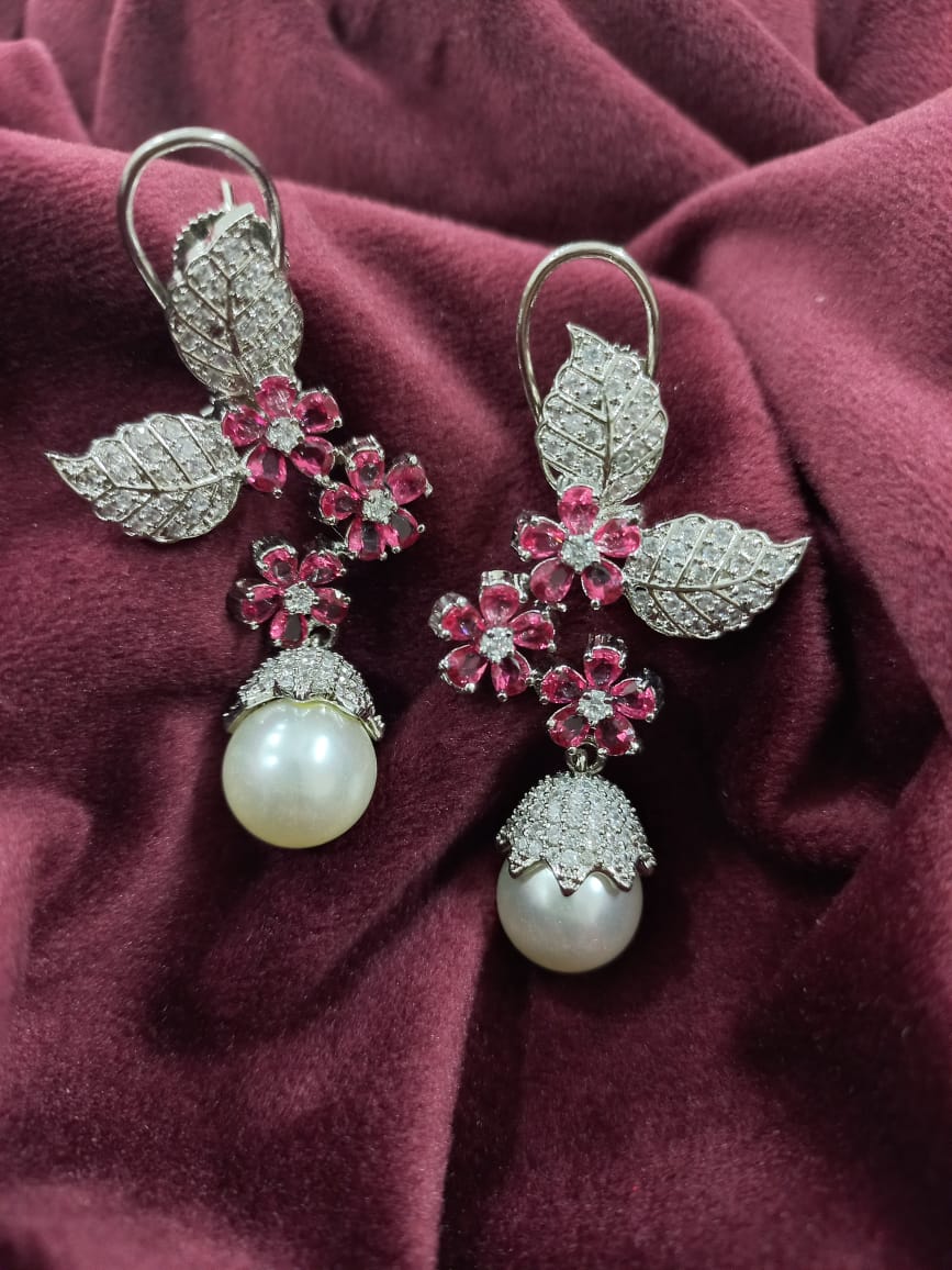 Amyra Floral Design American Diamond Earrings