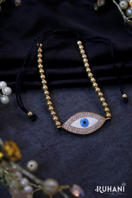 Evil-Eye Golden Beaded Bracelet