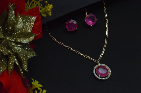 Sara AD Ruby Pendent Set