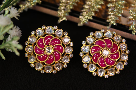 Drishti Red Kundan Stud