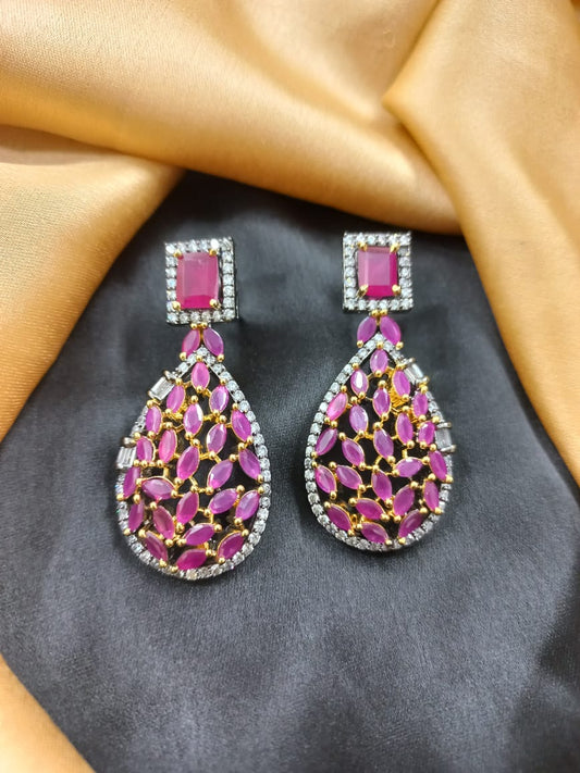 Nitya Ruby American Diamond Earrings