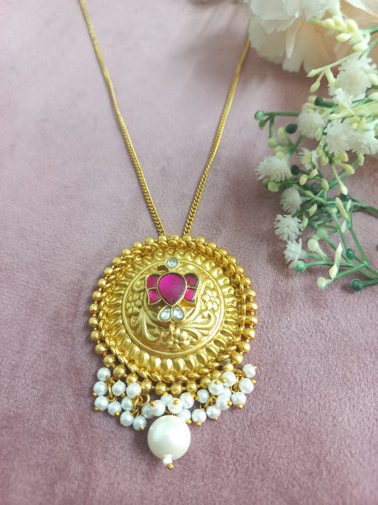 Tara Oxidised Gold Polish Neckpiece